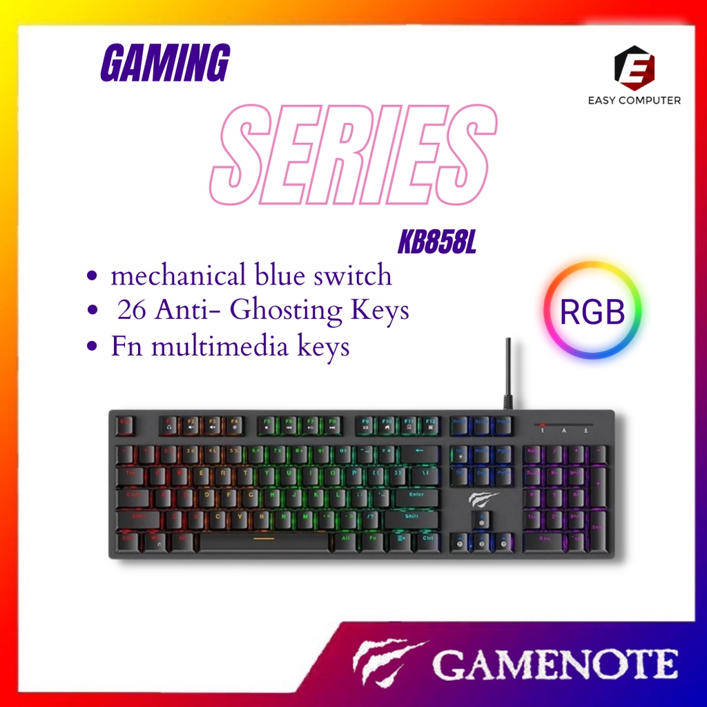 GAMENOTE KB858L USB RGB Backlit Mechanical Gaming Keyboard Shopee