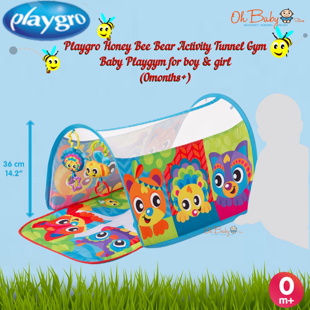 playgro honey bee bear activity tunnel gym