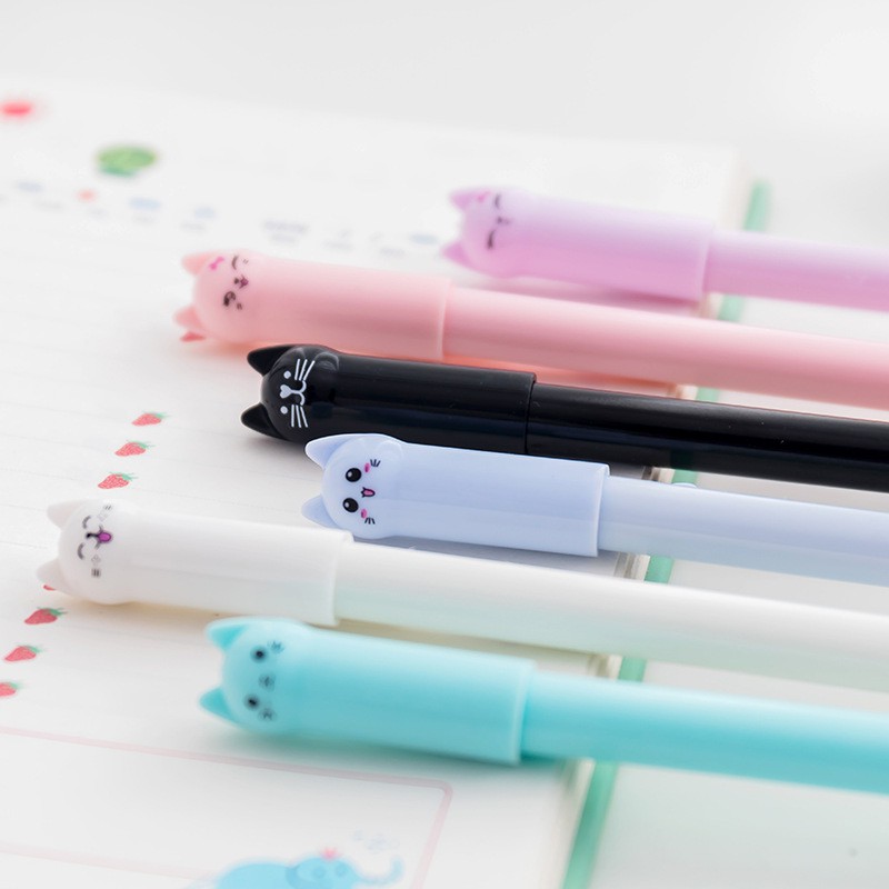 BLUE Pen / BLACK Pen Cute Cat Gel Pen Kitty Pen 0.5mm Pen Creative Black Ink Pen Blue Ink Pen Kitty Pen Student Office