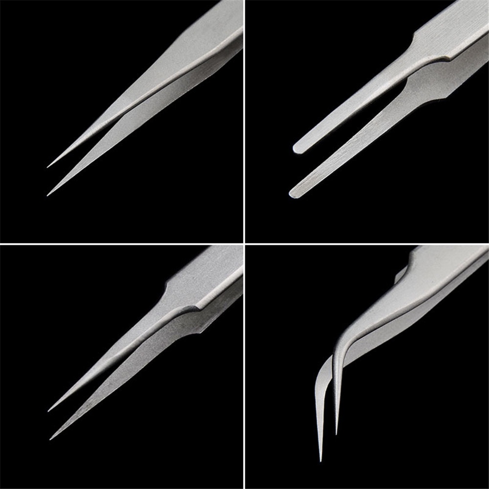 Lifestyle Fashion 1.5mm Stainless Steel Tweezers Pointed Elbows Disassembly Bird's Nest Grafting Eyelash Repair Clip Accessory