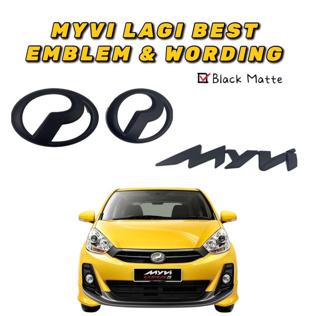 PERODUA MYVI LAGI BEST ICON EMBLEM FRONT & REAR & WORDING BLACK CARBON ...