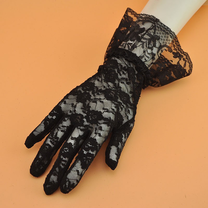 black short lace gloves