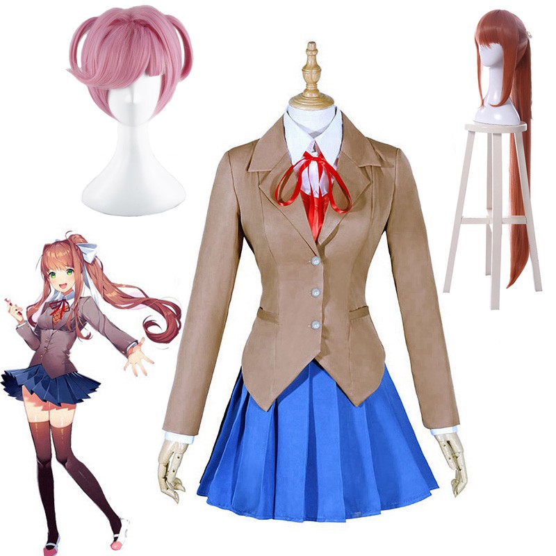 Girls Women Doki Doki Literature Club Monika Cosplay Sayori Yuri Natsuki Cosplay Costume School Uniform Costume Game C Shopee Malaysia