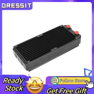 Dressit 240mm Computer Water Cooling Aluminum Radiator Double Layer 45mm Thickness G1/4in Thread CPU Heat Sink Exchanger