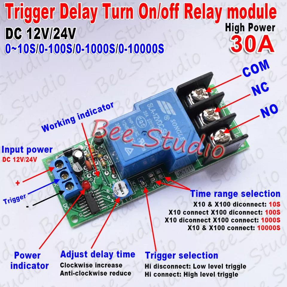 DC12V/24V relays Trigger Delay Timer Switch Turn ON/Off Relay Module