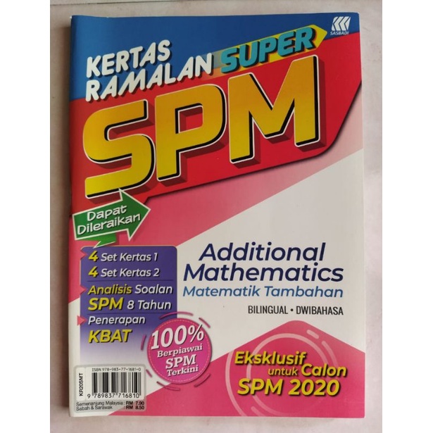 Kertas Ramalan Add Math SPM Preloved  Shopee Malaysia