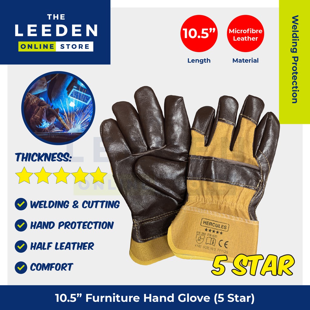 Hercules 10.5'' 5 Star Furniture Hand Glove (Pair) by Leeden Online Store