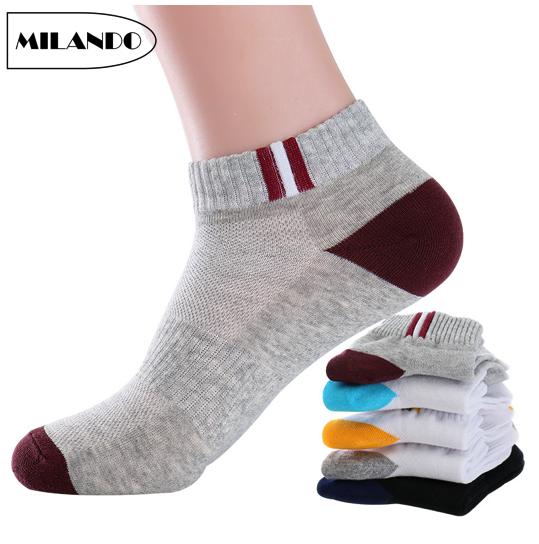 (5 Pairs) MILANDO Unisex Low Ankle Sport Cotton Men Women Sock Socks Stoking Lelaki (Type 16)