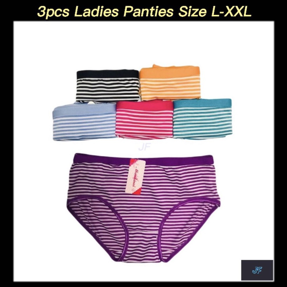 3 Pcs Ladies Panties  ( RANDOM - MIX COLOUR )   SIZE : L – XXL ( 2XL )  118 ( U814 )