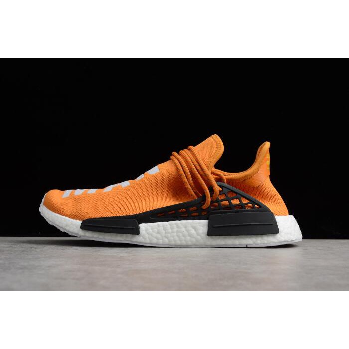orange human race shoes