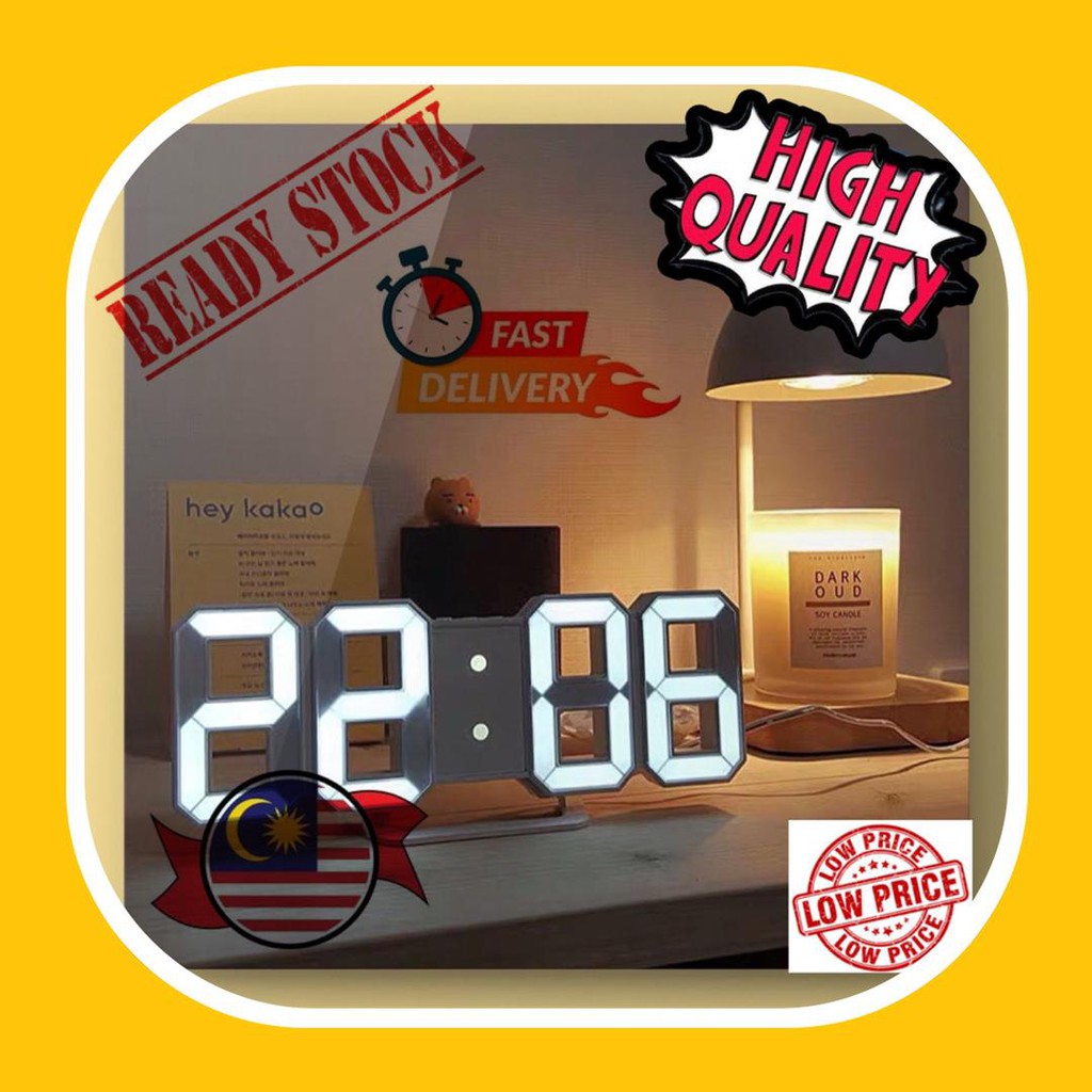 [Ready Stock] 3D LED Digital Multifunction Clock LED Jam Dinding&Meja