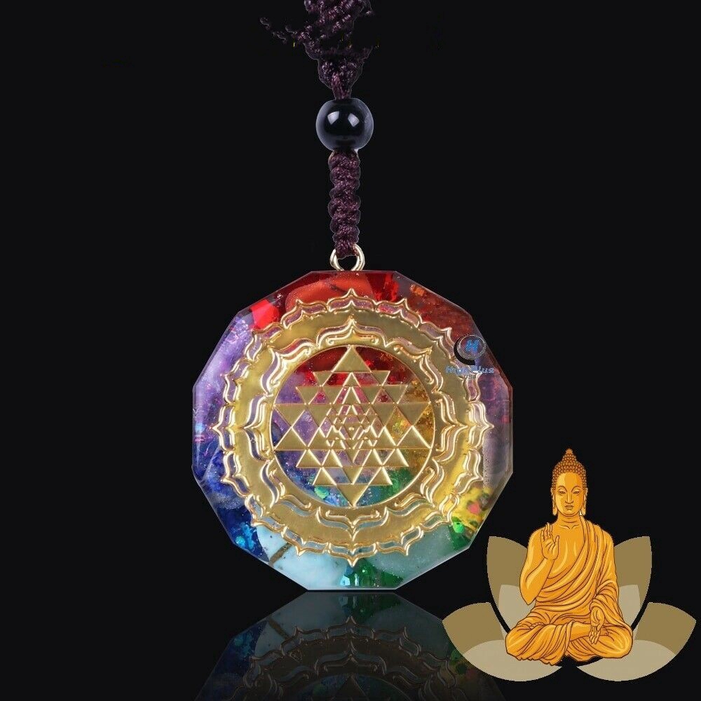 Orgonite Pendant / Sri Yantra Necklace / Sacred Geometry Chakra Energy Necklace Meditation Jewelry
