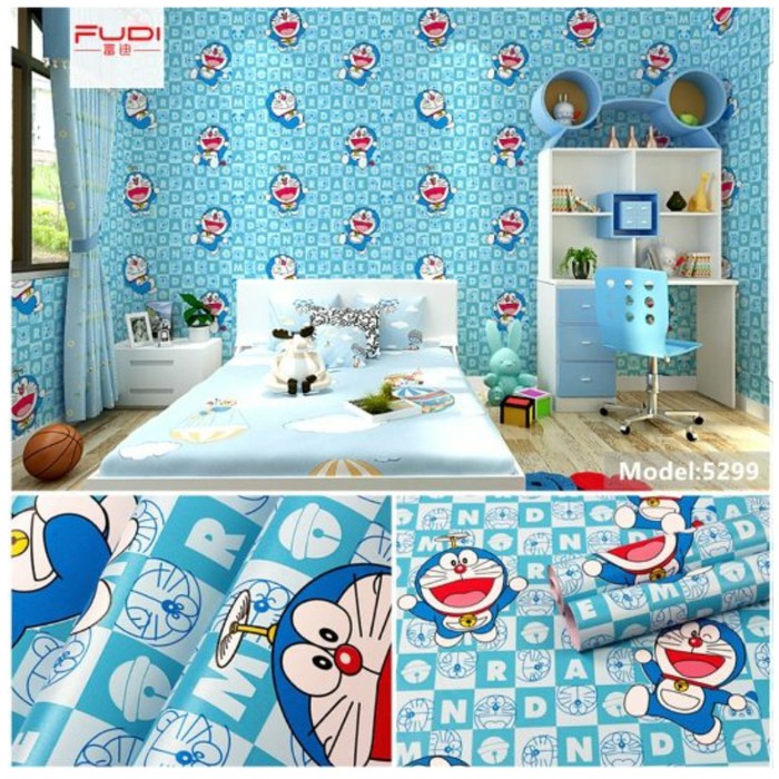 Doraemon Motif Box) Wallpaper Sticker Wall Room Character 45x10 Mtr |  Shopee Malaysia
