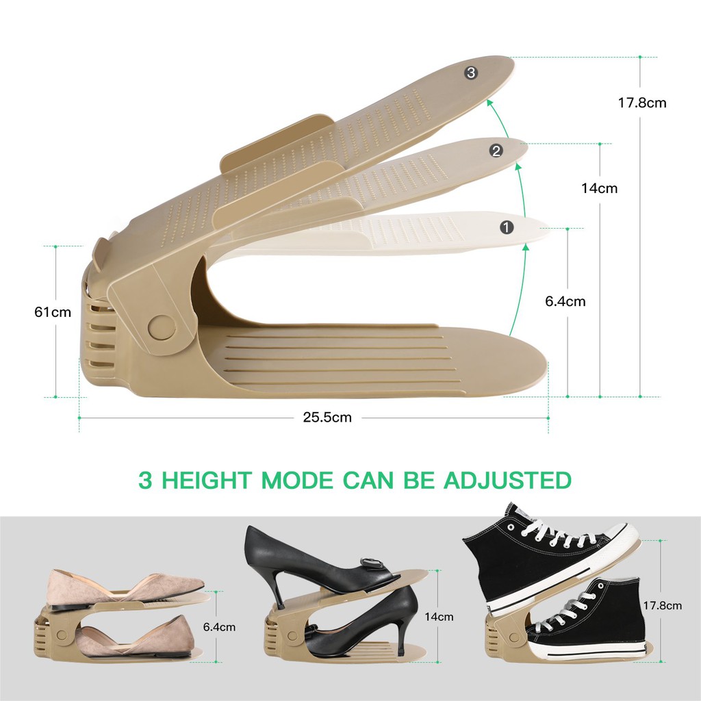 Shoe Slot Organizer 3 Levels Height Adjustable Shoes Slot Organizer 2 Pack Shopee Malaysia