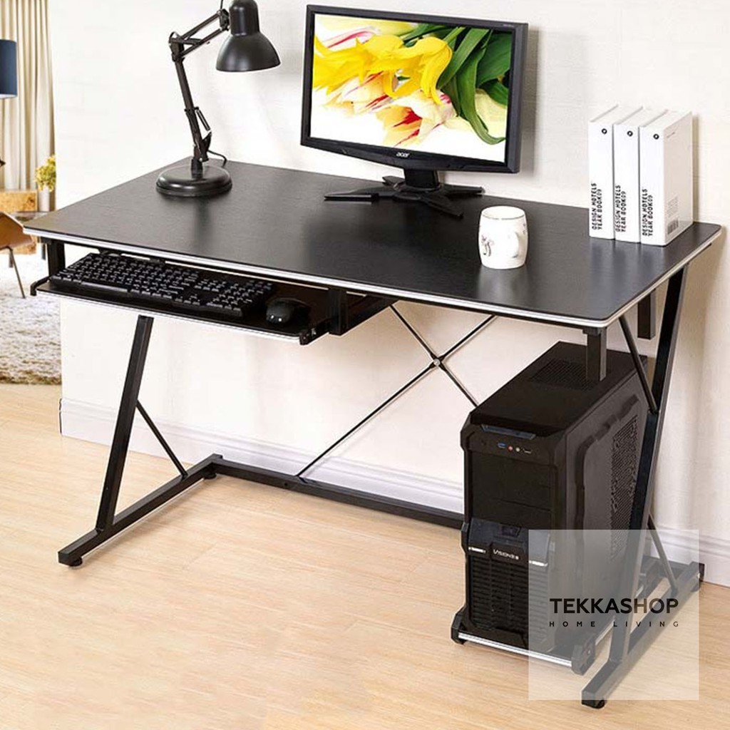 Tekkashop GDCD1709BL Wooden Computer Table Workstation 