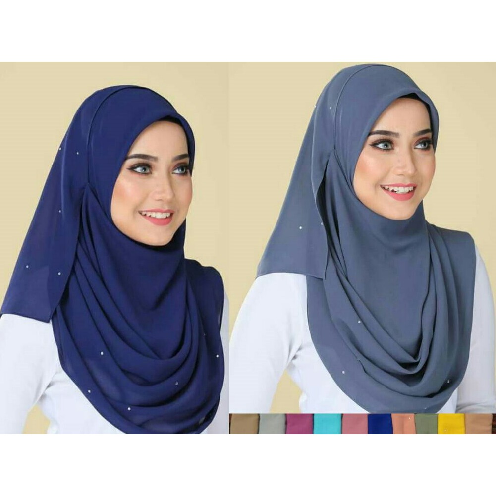  Tudung  Bawal Instant Dua Muka  Chiffon Shopee Malaysia