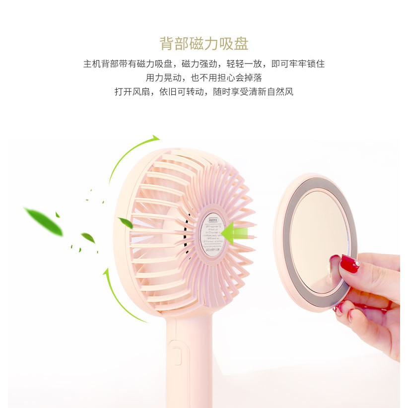 Portable USB Small Fan Mini Portable Handheld Fan with Makeup Mirror Magnetic Detachable Base USB Powered Or Rechargeable 1200 MAh Great for Desktop Tabletop Office /& Travel
