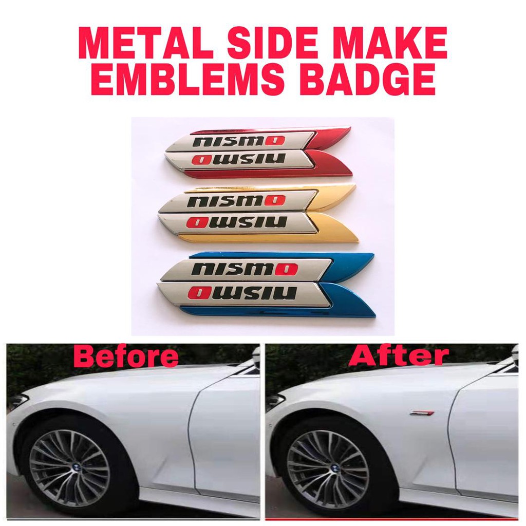 2x 3D Nismo Styling Metal Car Fender Side Emblem Stickers Body Badge