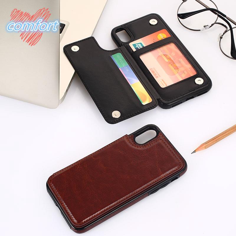 Leather Wallet Case For Iphone X Xs Pu Leather Wallet Cover Leather Wallet Shell Soft Shopee Malaysia