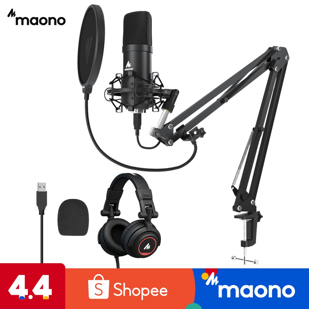 usb microphone with studio headphone set