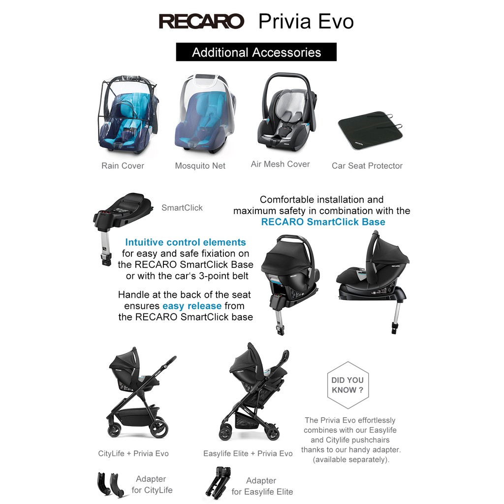 recaro privia evo & smart click base