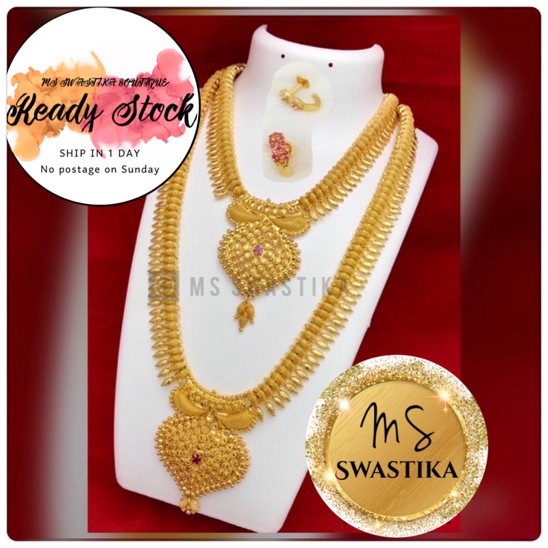MIRCO GOLD COMBO WITH EARING(GOLD FINISHING)(First quality)(READY STOCK ...