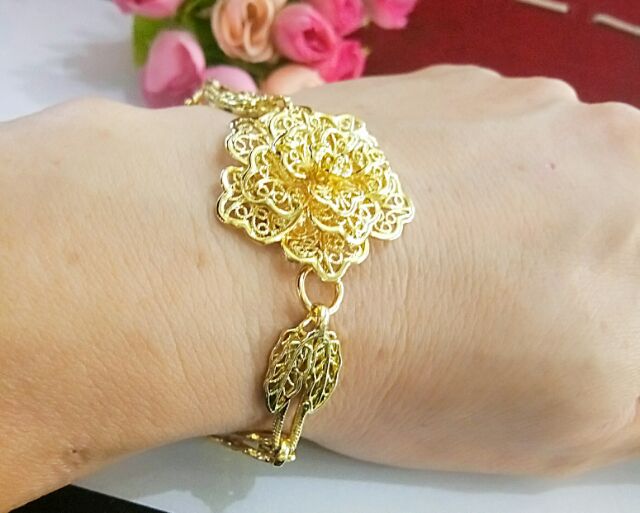 An Ori Emas Korea Gelang Tangan Bunga Rose Besar Shopee Malaysia