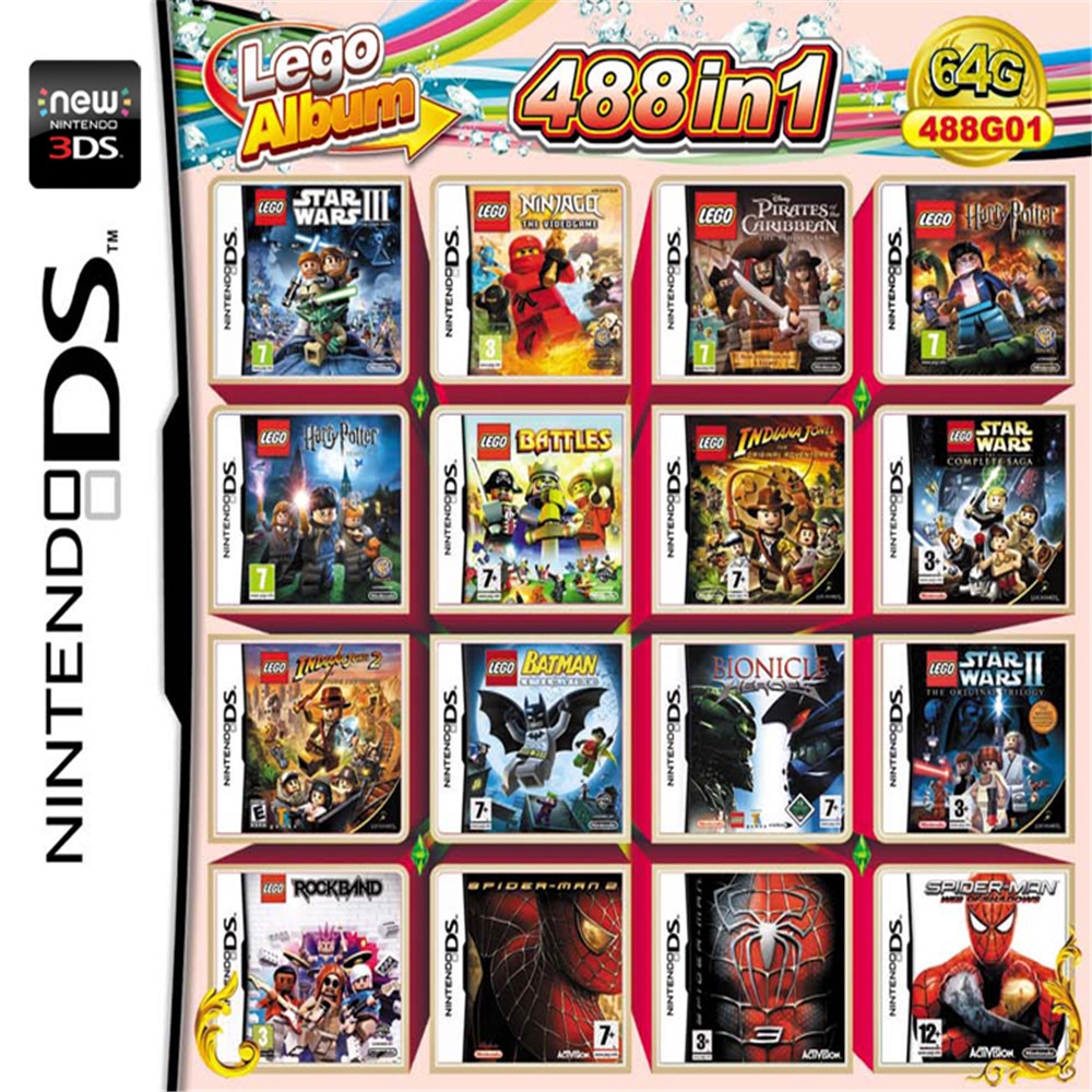 Portable 208 468 482 486 488 500 502 520 In 1 Game Card Cartridge For