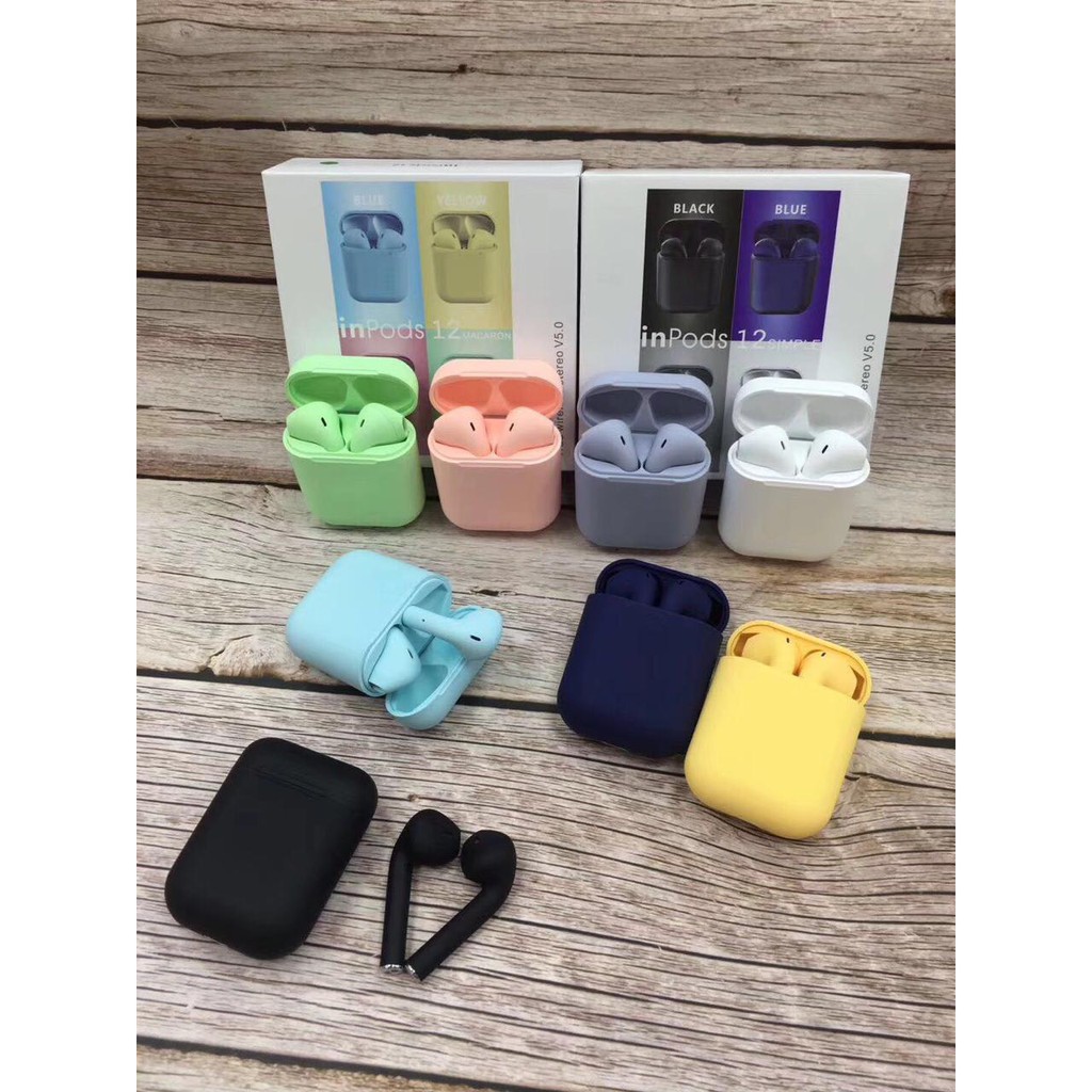 Headset Earphones Ipod 12 Inpods Color Hands Free Bluetooth Wireless Dual Music Apple Iphone Shopee Malaysia