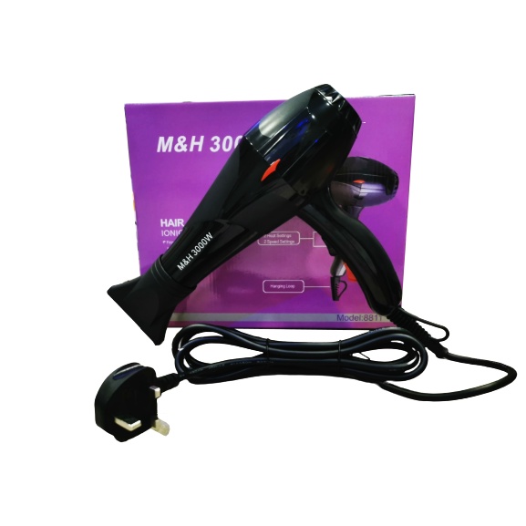 M&H ionic Hair Dryer 3000watts (Professional Salon Use) Fast Drying  Performance-[6 Month Warranty] | Shopee Malaysia