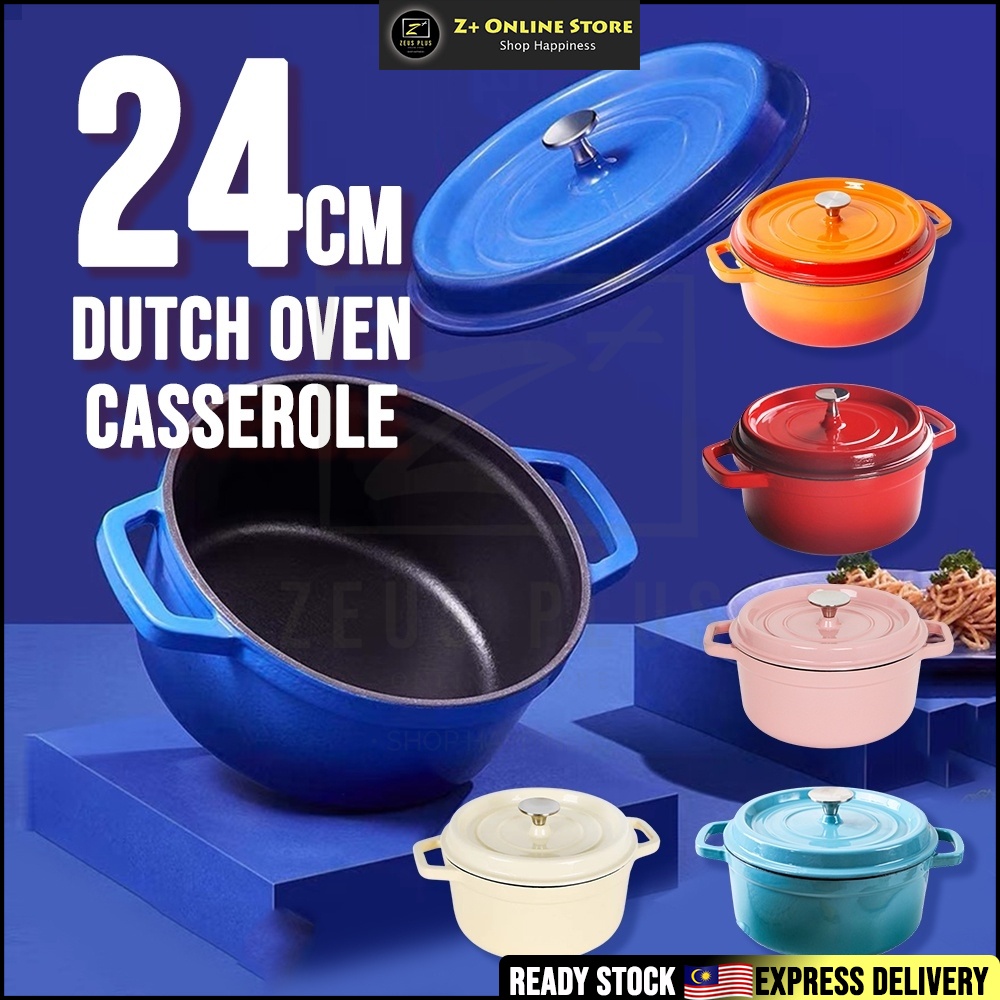 NEW CLASSICA RED CAST IRON ROUND DUTCH OVEN 24cm/4L COOKWARE KITCHEN ENAMELED 