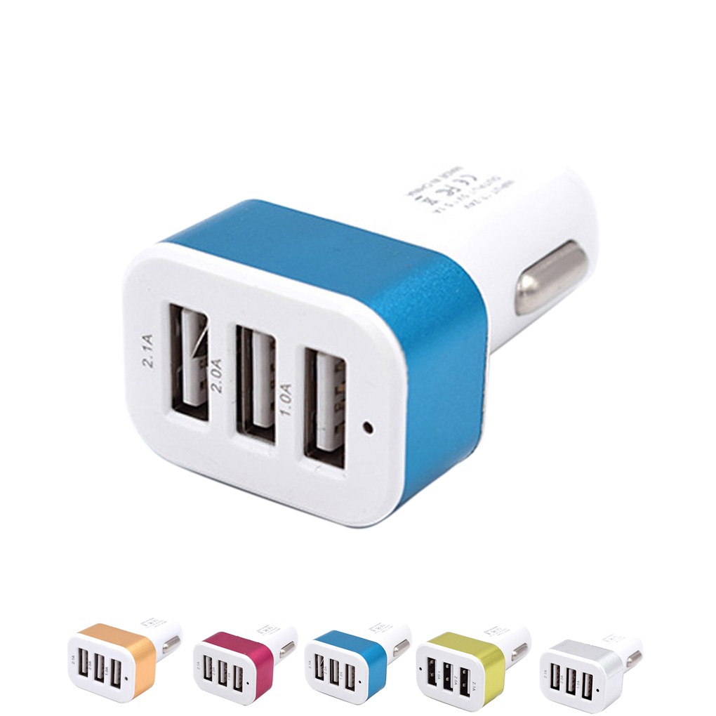 DC 5.0V 2.1A/2A/1A Car Universal 3 Port USB Charger Phone Quick Charge USB Shopee Malaysia