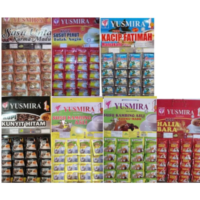Kopi Yusmira Susu Unta Kurma Madu Susu Kambing Kacib Fatimah Halia Bara Susut Perut Kunyit Hitam