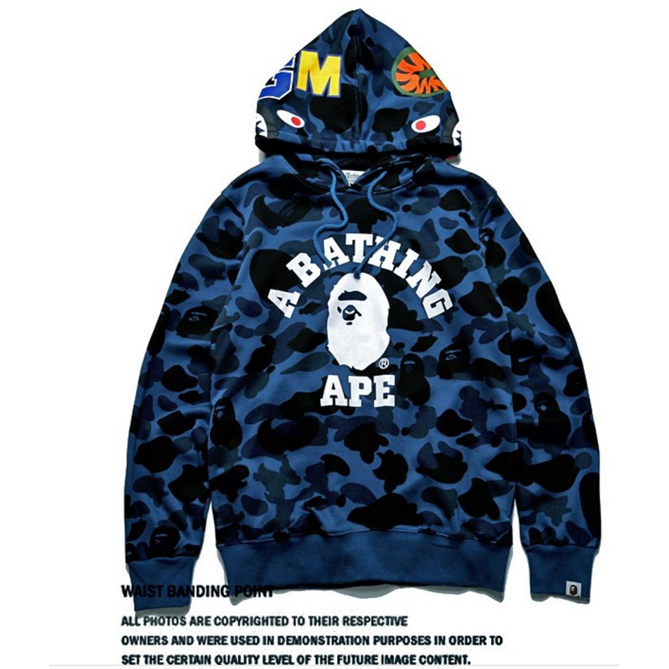 BAPE Mens A Bathing Ape Space Camo Shark Hoodie Full Zip Sweater Coat