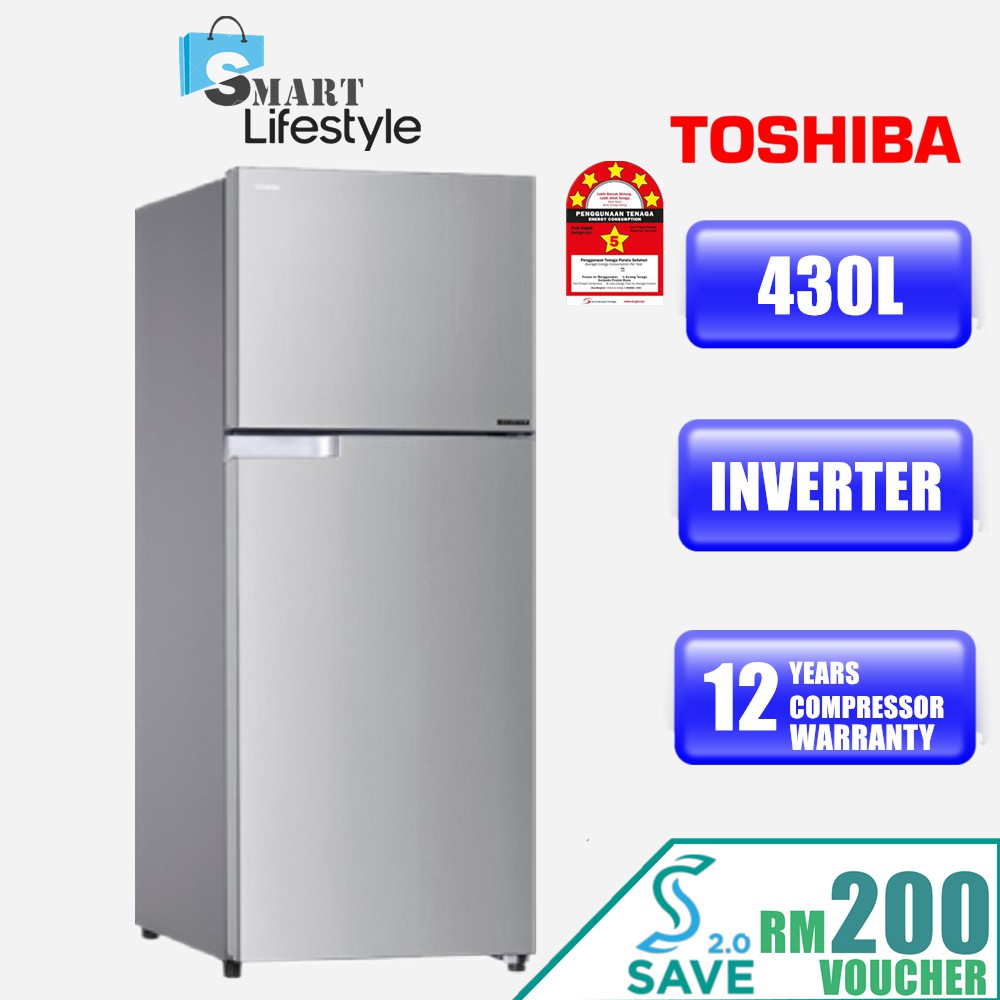 Toshiba Hybrid Bio 2-Doors Refrigerator (430L) GR-A43MBZ (RS) | Shopee ...