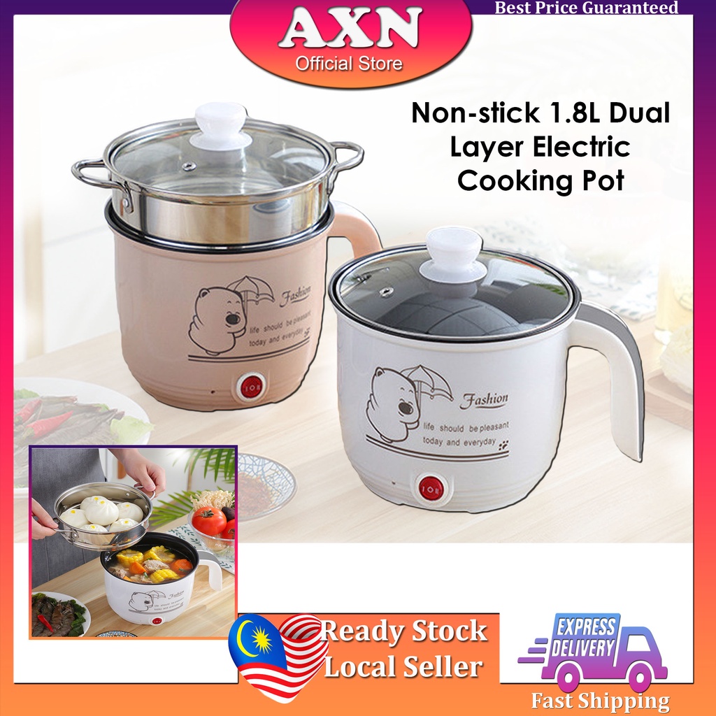 1.8L Non Stick Electric Pot /Mini Rice Cooker With Steamer Frying Pan Electric Cooker Cooking Pot