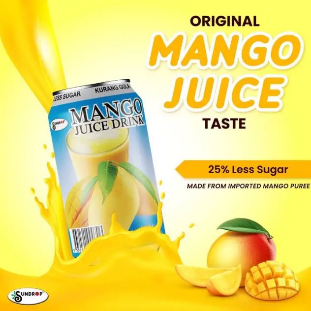 Sundrop mango juice can drink halal tin jus mangga 325ml [Ready Stock] Shopee Malaysia