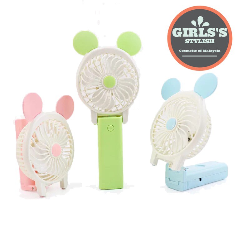 Mini Handy USB Folding Rechargeable Fan Portable Cute Rabbit Mute Handheld Camping Mini Fan