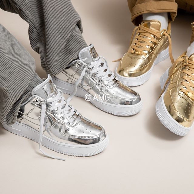 nike air force 1 liquid silver