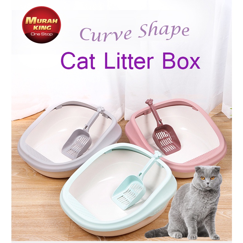 Cat Litter Box Curve Shape Half Cover Cat Litter Box Modern Design Cat