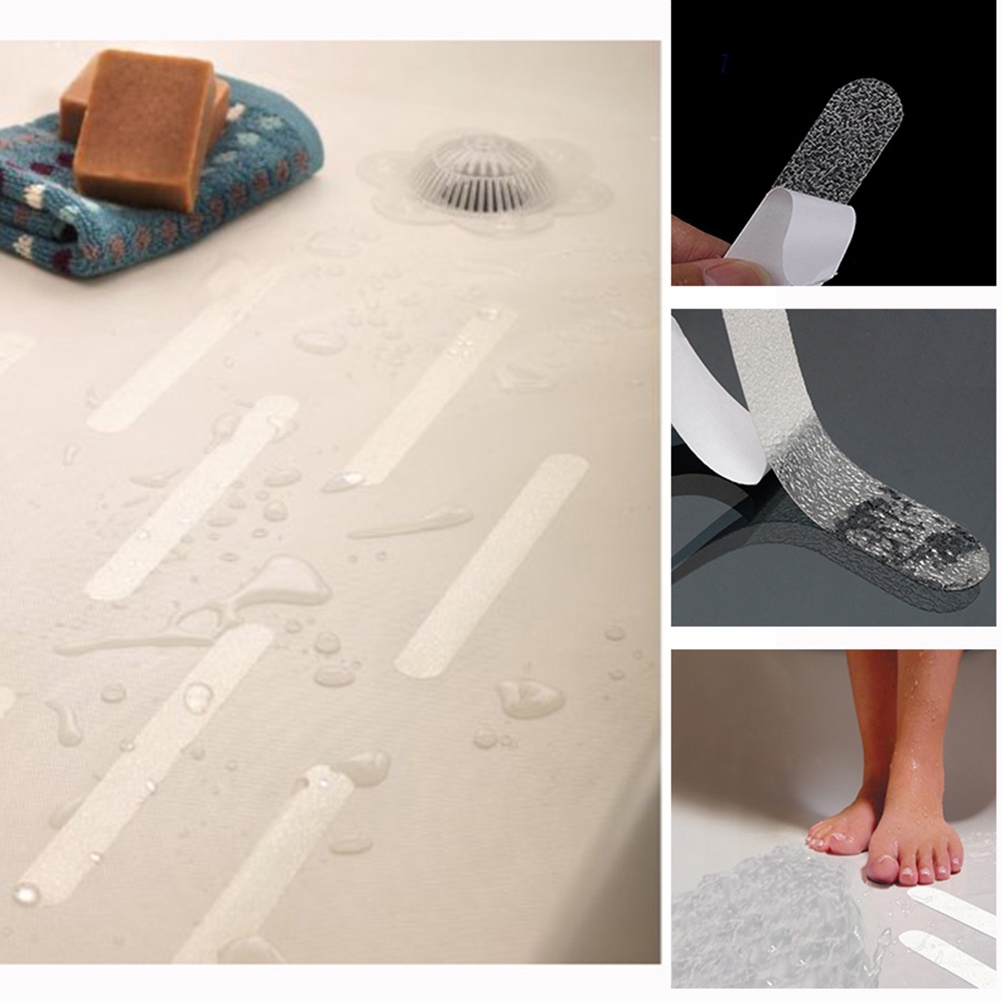 6pcs White Bath Shower Anti Slip Tape Non Strips Grip Sticker