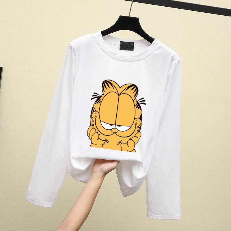 Autumn Lengan Panjang T Shirt Wanita Garfield Mencetak Versi Korea