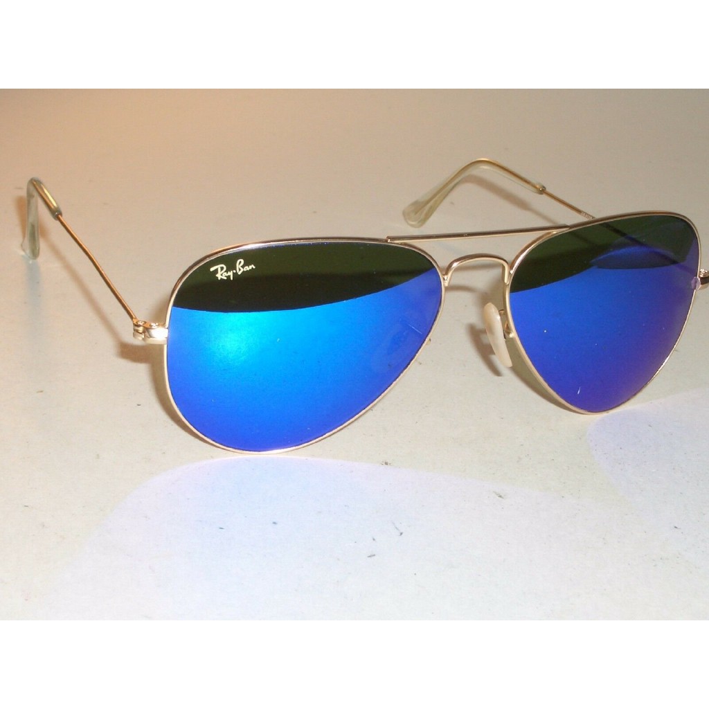 Ray Ban Rb3025 58 14 Blue Mirror Uv Brown Glass Gold Aviator Sunglasses W Case Shopee Malaysia