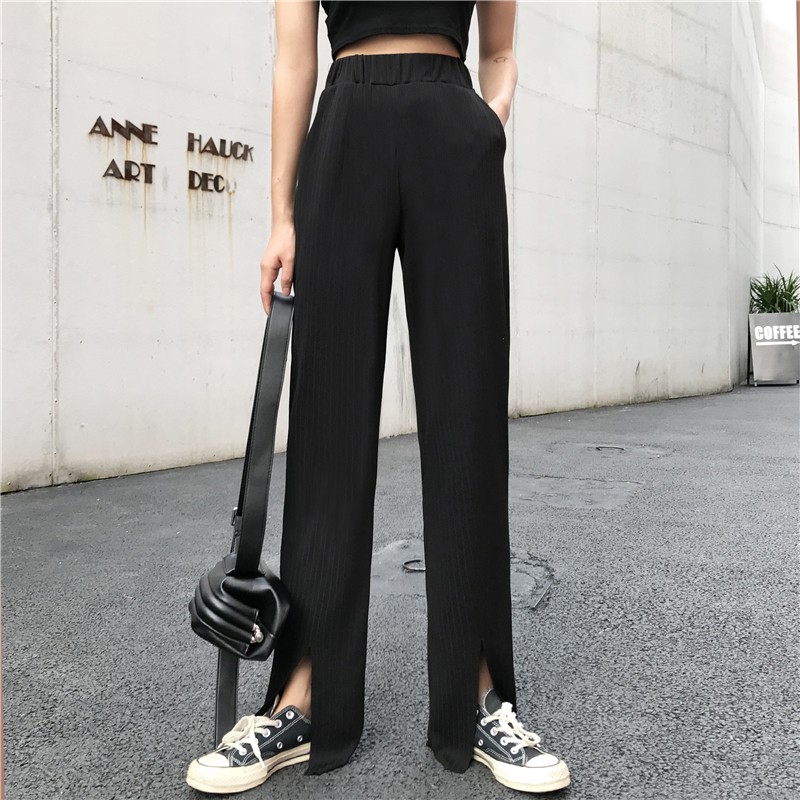 black high waisted loose pants