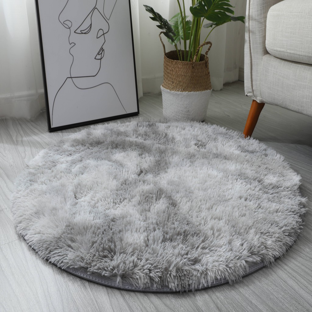 Gradient Light Grey Round Rug Carpets For Living Room Decor Faux Fur Rugs For Bedroom Decor Shopee Malaysia