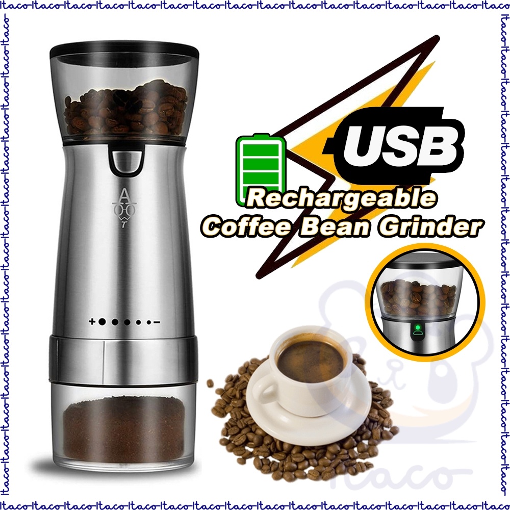 ITACO USB Rechargeable Electric Coffee Bean Grinder Wireless Portable Mini Coffee Maker Adjustable Coffee Powder