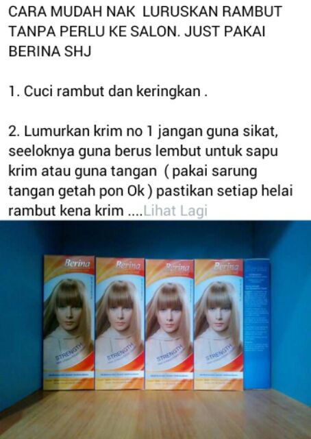 berina hair straightening cream cara guna