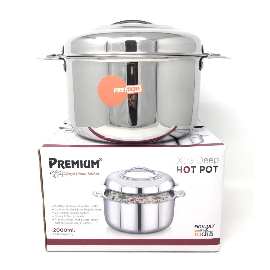 PREMIUM STAINLESS STEEL INSULATED HOT BOX/FOOD WARMER 2000 ML(FOOD WARM  FOR 5 HOUR)