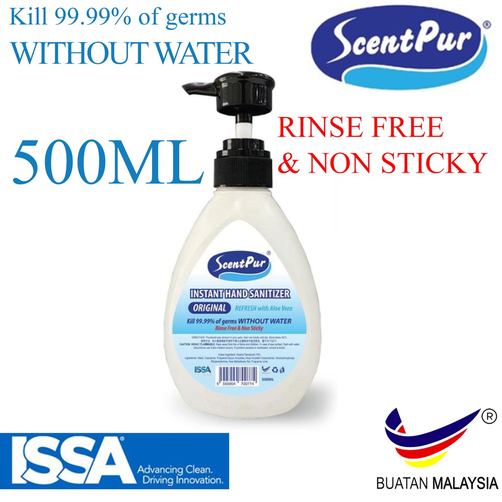 Scent Pur Instant Hand Sanitizer Anti Bacterial With Aloe Vera Kill 99 99 Of Germs Rinse