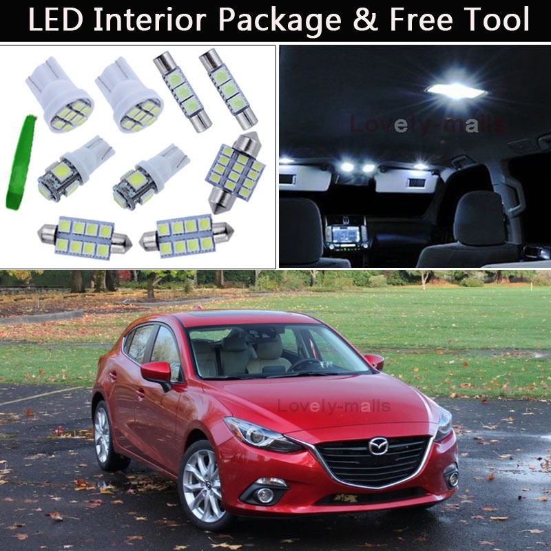 8pcs White Led Interior Lights Package Kit Fit 2014 Up Mazda 3 Mazda3 J1